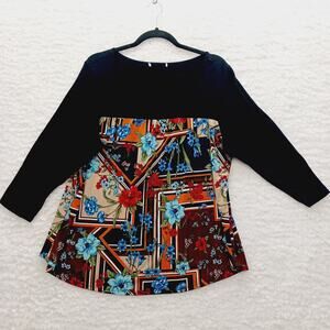 Tunic Top Size 1X Bold Tropical Bloomcore Geometric Whimsycore Maximalist Y2K